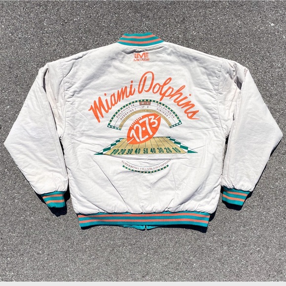 Miami Dolphins NFL Vtg Throwback Collection Mirage Bomber Jacket (L fits M) - Picture 6 of 11